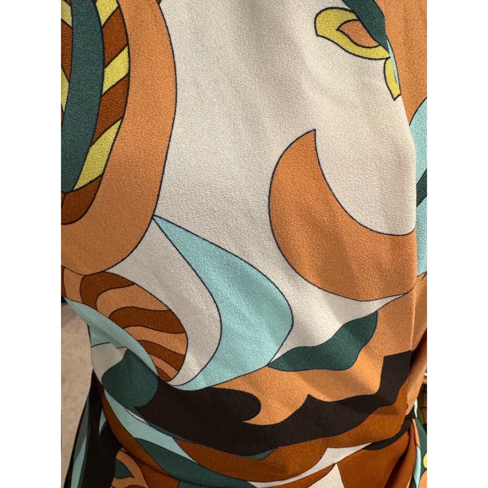 Mango Psychedelic Print Wrap Mini Shirt Dress Long Sleeve Retro Style Multi - Picture 5 of 10